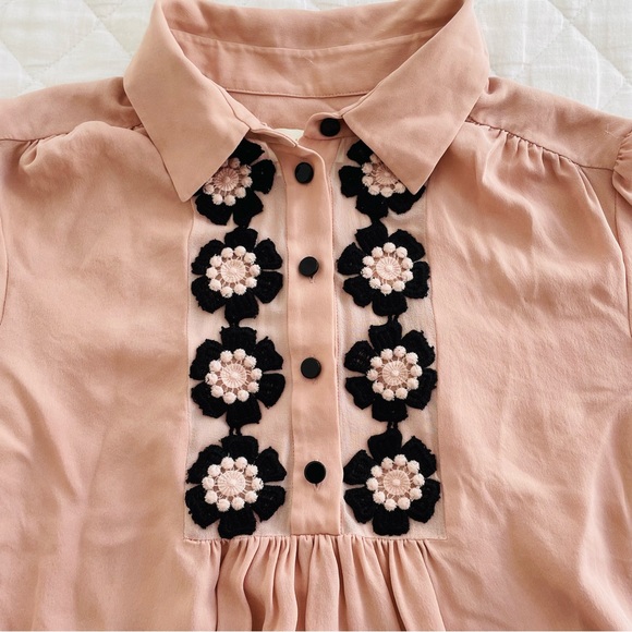 Kate Spade Daisy Pink 100% Silk Button Down Top Blouse - Picture 4 of 9